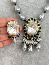 Gray Victorian uncut Polki Kundan Necklace/Indian Long Necklace/Statement Necklace/Long Mala/Semi Precious Necklace/Rani Haar/Pakistani