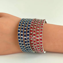 Set of 4 Ruby/Blue Silver CZ diamond bangles/ Diamond bangles, Indian Pakistani diamond jewelry for wedding
