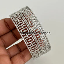 Set of 2 Silver CZ Diamond Bangles/CZ Bangles/Bracelet/Indian Party Bangles/CZ stone bangle/Indian wedding/bridal jewelry/Pakistani