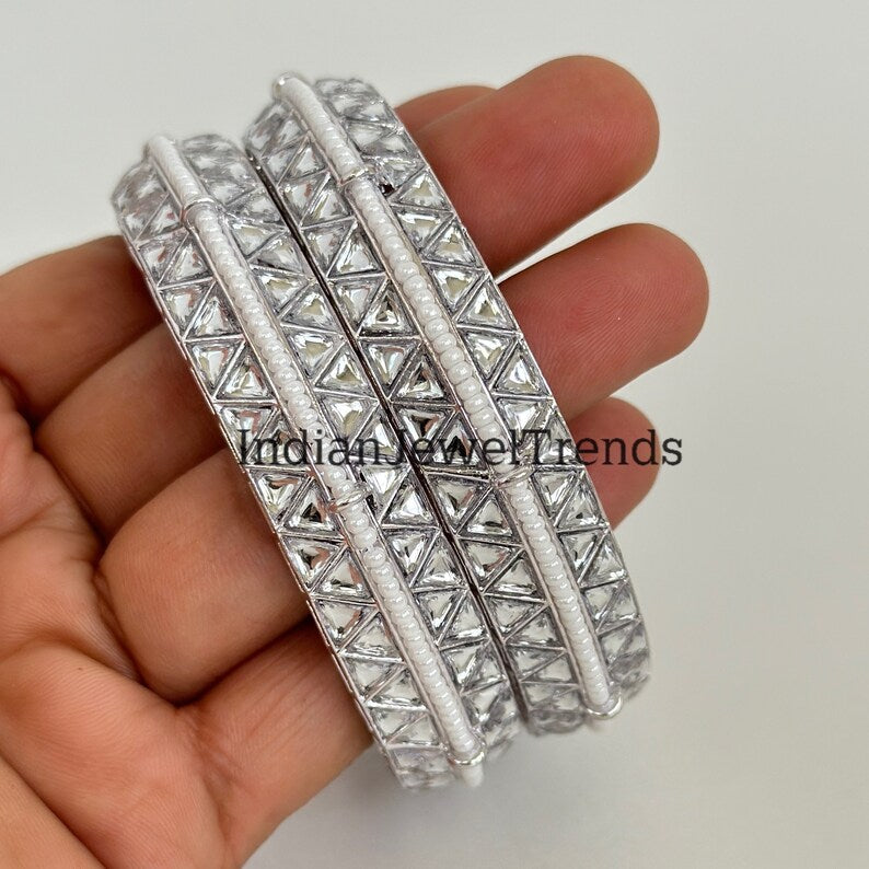 A pair of Bollywood Kundan Pearl Bangles Set(2 Pc)/Indian bangles/Punjabi Pearl bangles Set/Bridal bangles/wedding jewelry