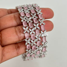Silver Finish Pink American Diamond CZ Bangles/Indian Party Wear Bracelet Bangles/CZ stone bangles/Indian wedding/bridal jewelry/bangles 4pc