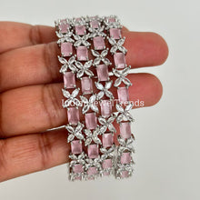 Silver Finish Pink American Diamond CZ Bangles/Indian Party Wear Bracelet Bangles/CZ stone bangles/Indian wedding/bridal jewelry/bangles 4pc