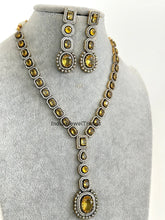 Yellow Victorian uncut polki CZ stone diamond Necklace, Sabyasachi Necklace, Statement Necklace, Semi Precious Designer necklace