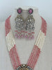 Pink Victorian Polki Kundan Necklace/Indian Long Necklace/Statement Necklace/Long Mala/Semi Precious Necklace/Rani Haar/Pakistani jewelry