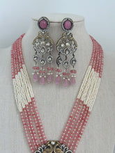 Pink Victorian Polki Kundan Necklace/Indian Long Necklace/Statement Necklace/Long Mala/Semi Precious Necklace/Rani Haar/Pakistani jewelry
