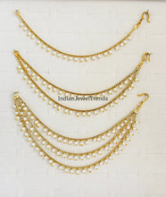 Ear Chain pair/Sahare/Pearl kaan chain/Earring support chain/Indian Jewelry/Pakistani Jewelry/Bahubali Eaarrings/Kaan sahara 2pcs