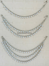 Silver Pearl Ear Chain pair/Sahare/Pearl kaan chain/Earring support chain/Indian Jewelry/Pakistani Jewelry/Bahubali Eaarrings/sahara 2pcs