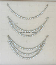 Silver Pearl Ear Chain pair/Sahare/Pearl kaan chain/Earring support chain/Indian Jewelry/Pakistani Jewelry/Bahubali Eaarrings/sahara 2pcs