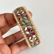 Navratan Mirror Pearl Bangles Set(2 Pc)/Pearl bangles/Stones bangles/Indian bangles/Punjabi Pearl bangles Set/Bridal bangles/wedding jewelry