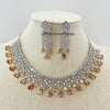 Champagne Silver American Diamond necklace/Diamond/CZ Stones Necklace/Elegant/Unique/Indian/Pakistani/Bollywood/Indian Wedding/Bridal