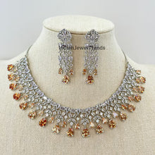 Champagne Silver American Diamond necklace/Diamond/CZ Stones Necklace/Elegant/Unique/Indian/Pakistani/Bollywood/Indian Wedding/Bridal