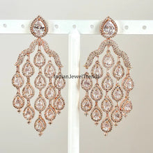 Restocked Rose Gold Diamond Earrings/Victorian earrings/Statement Earrings/CZ Earrings/ Indian Jewelry/ Sabyasachi Earrings/ Indian earrings