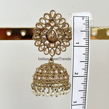 Restocked Polki Jhumka with tikka/stone Jhumka/Indian/Pakistani/Punjabi/Indian Earring/Statement earring/Bridal earring/Indian wedding