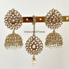 Restocked Polki Jhumka with tikka/stone Jhumka/Indian/Pakistani/Punjabi/Indian Earring/Statement earring/Bridal earring/Indian wedding