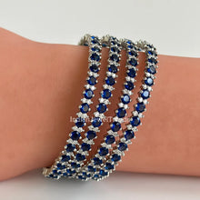 Set of 4 Ruby/Blue Silver CZ diamond bangles/ Diamond bangles, Indian Pakistani diamond jewelry for wedding