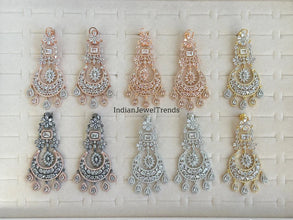Restocked Rose Gold Diamond Chaandbali/ Indian CZ Earring/Pakistani Jewelry/American Diamond/bridal earrings/Cubic Zirconia/Bollywood