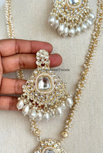 Pearl Kundan Long Necklace set/Indian Jewelry/Gold Long necklace/Rani haar/Indian wedding /Bridal Pearl necklace Bollywood Bridesmaid Gift