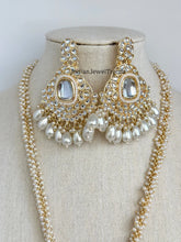 Pearl Kundan Long Necklace set/Indian Jewelry/Gold Long necklace/Rani haar/Indian wedding /Bridal Pearl necklace Bollywood Bridesmaid Gift