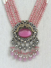 Pink Victorian Polki Kundan Necklace/Indian Long Necklace/Statement Necklace/Long Mala/Semi Precious Necklace/Rani Haar/Pakistani jewelry