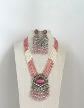Pink Victorian Polki Kundan Necklace/Indian Long Necklace/Statement Necklace/Long Mala/Semi Precious Necklace/Rani Haar/Pakistani jewelry