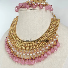 Pink Antique Gold Necklace/Punjabi gold jewelry/Wedding necklace/Bridal necklace/Indian Pakistani wedding Necklace