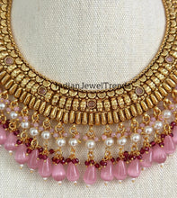 Pink Antique Gold Necklace/Punjabi gold jewelry/Wedding necklace/Bridal necklace/Indian Pakistani wedding Necklace