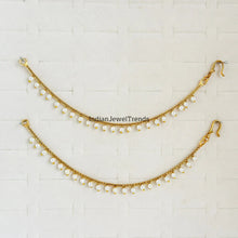 Ear Chain pair/Sahare/Pearl kaan chain/Earring support chain/Indian Jewelry/Pakistani Jewelry/Bahubali Eaarrings/Kaan sahara 2pcs
