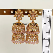 Gold Polki Jhumka, stone Jhumka, Indian Jewelry, Jhumka earrings, Gold earrings, double Jhumka earrings