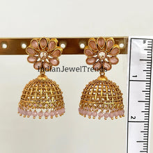 Gold Polki Jhumka/Stone Jhumka/Indian Jewelry/Indian jhumka earrings/Pakistani Jewelry/Indian earrings/Temple jewelry/Jhumka earrings/bridal