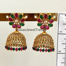 Gold Polki Jhumka/Stone Jhumka/Indian Jewelry/Indian jhumka earrings/Pakistani Jewelry/Indian earrings/Temple jewelry/Jhumka earrings/bridal