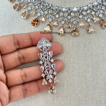 Champagne Silver American Diamond necklace/Diamond/CZ Stones Necklace/Elegant/Unique/Indian/Pakistani/Bollywood/Indian Wedding/Bridal