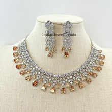Champagne Silver American Diamond necklace/Diamond/CZ Stones Necklace/Elegant/Unique/Indian/Pakistani/Bollywood/Indian Wedding/Bridal