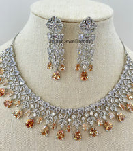 Champagne Silver American Diamond necklace/Diamond/CZ Stones Necklace/Elegant/Unique/Indian/Pakistani/Bollywood/Indian Wedding/Bridal