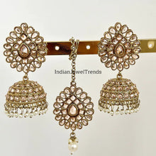 Restocked Polki Jhumka with tikka/stone Jhumka/Indian/Pakistani/Punjabi/Indian Earring/Statement earring/Bridal earring/Indian wedding