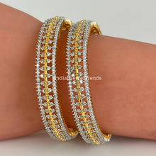 Set of 2 Cz Classic Bangles With 2 Tone Plating /CZ Bangles/Bracelet/Indian Party Bangles/CZ stone bangle/Indian wedding/bridal jewelry 2pcs