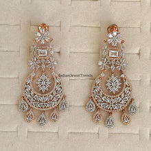 Restocked Rose Gold Diamond Chaandbali/ Indian CZ Earring/Pakistani Jewelry/American Diamond/bridal earrings/Cubic Zirconia/Bollywood