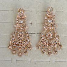 Restocked Rose Gold Diamond Chaandbali/ Indian CZ Earring/Pakistani Jewelry/American Diamond/bridal earrings/Cubic Zirconia/Bollywood