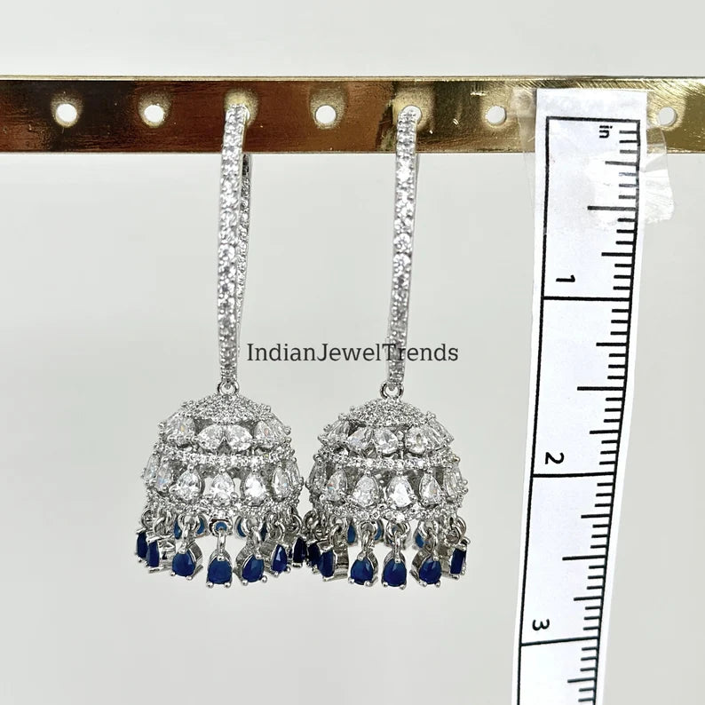 Diamond hoop bali earrings Indian hoop jhumka bali jhumka earrings Pakistani Jewelry Bollywood Jewelry CZ earrings AD earrings Gift for her