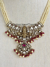 Ruby Victorian Moissanite Polki Kundan Necklace, Temple Jewelry, South Indian Necklace, Pearl, Indian wedding Jewelry, Designer Necklace