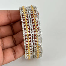 Set of 2 Cz Classic Bangles With 2 Tone Plating /CZ Bangles/Bracelet/Indian Party Bangles/CZ stone bangle/Indian wedding/bridal jewelry 2pcs