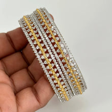 Set of 2 Cz Classic Bangles With 2 Tone Plating /CZ Bangles/Bracelet/Indian Party Bangles/CZ stone bangle/Indian wedding/bridal jewelry 2pcs