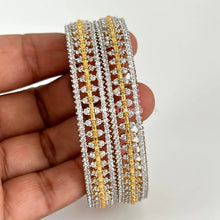 Set of 2 Cz Classic Bangles With 2 Tone Plating /CZ Bangles/Bracelet/Indian Party Bangles/CZ stone bangle/Indian wedding/bridal jewelry 2pcs