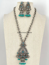 Handcrafted Thread Oxidized Long Necklace/Oxidized Indian Jewelry/Boho Jewelry Necklace/Afghan Set/Afghani jewelry/gypsy necklace