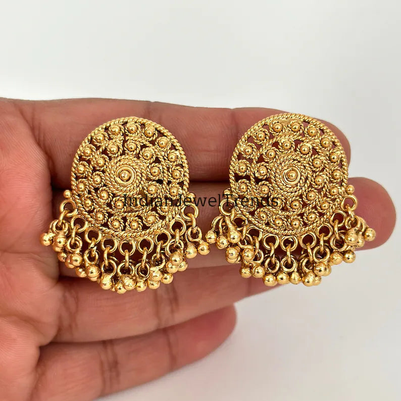 Antique Pearl Gold Studs Earrings /Indian Studs/Indian Earrings/Indian Jewelry/Pearl Stud/Bridal Jewelry/Indian wedding/South Indian Jewelry