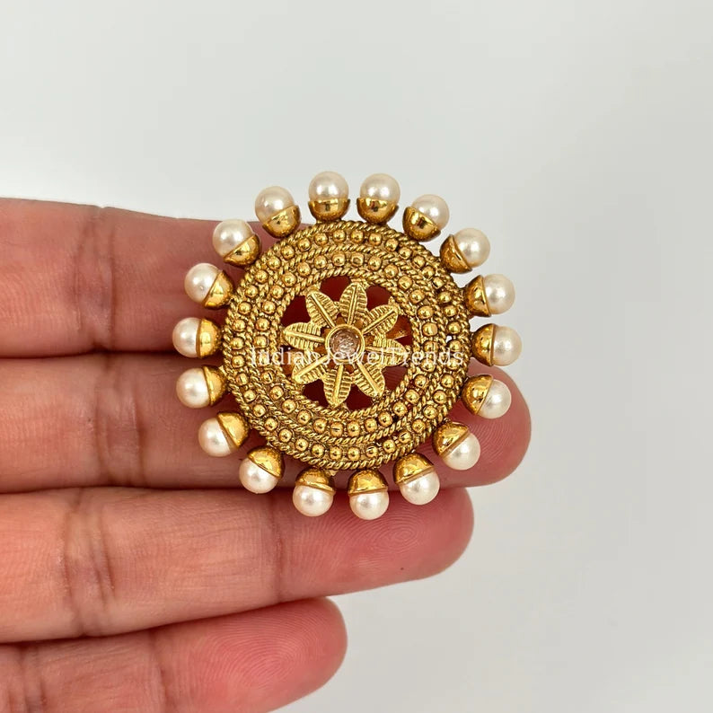 Bollywood Pearl Gold Large Stud Earrings/Indian Studs/Indian Earrings/Indian /Kundan Studs/Sabyasachi studs/Bridal Jewelry/Indian wedding