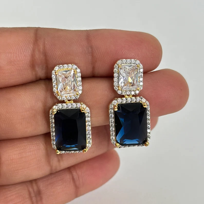 Cubic Zirconia Classic Earring With 2 Tone Plating/CZ Indian Jewelry/Pakistani Jewelry/Indian Earring/Indian wedding/Gift for her