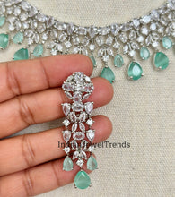 Mint CZ diamond Bridal Necklace Jewelry, Prom Jewelry, Mother of the Bride Teardrop Crystal Necklace, Bridesmaid, Graduation gift