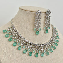 Mint CZ diamond Bridal Necklace Jewelry, Prom Jewelry, Mother of the Bride Teardrop Crystal Necklace, Bridesmaid, Graduation gift