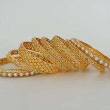 Gold Pearl Bangles chooda Set 8 Pcs/Pearl Bangles/Indian Bangles/Indian wedding/bridal jewelry/Statement bangles/Silver bangles