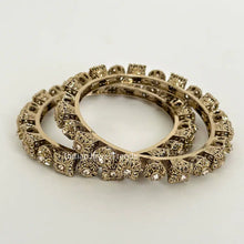 Bollywood Style Polki Kundan antique dull gold finish Bangles Set(2 PC)/Punjabi bangles/Bridal bangles/Indian wedding jewelry/pakistani/Kada